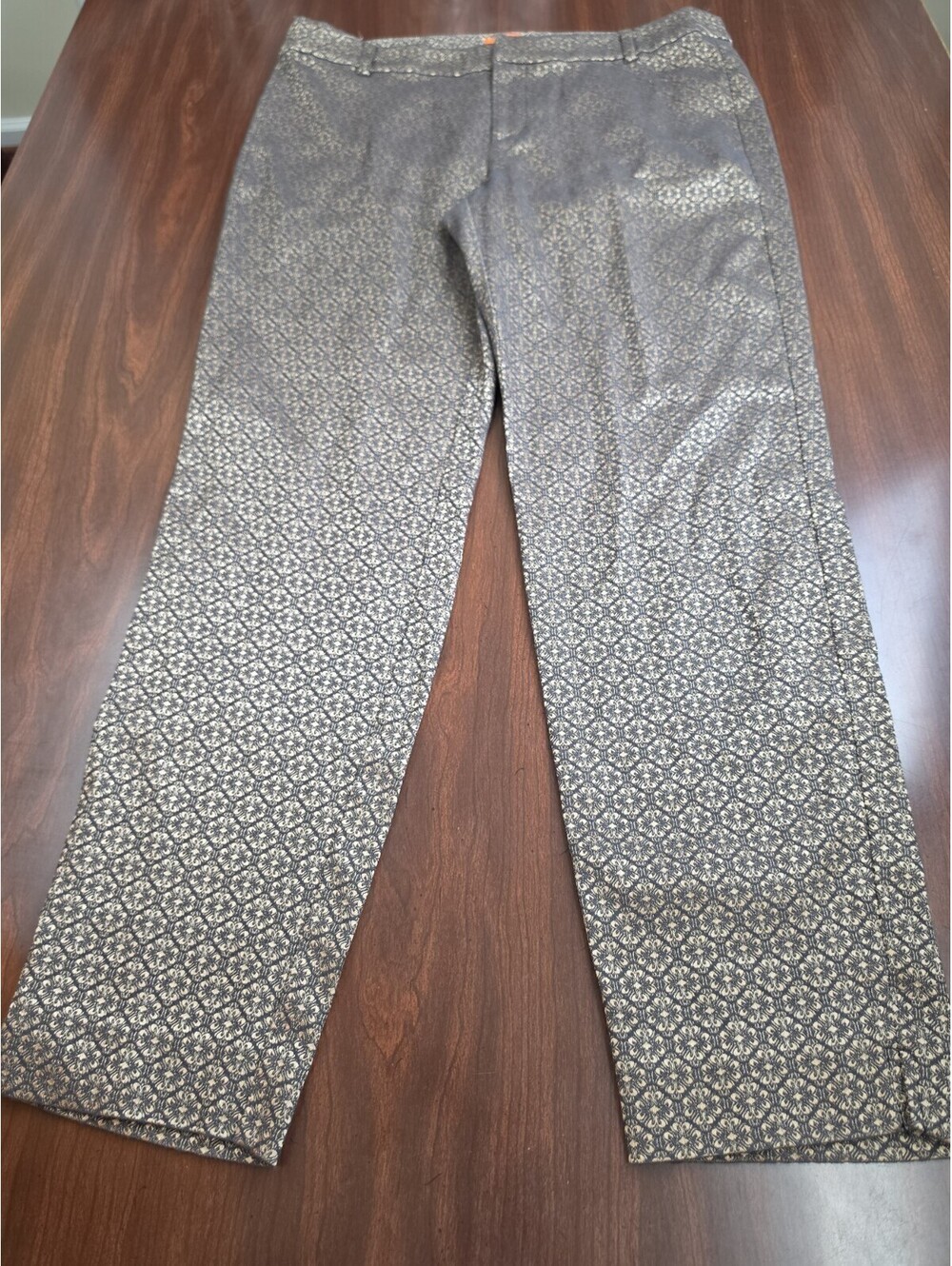 Joe Fresh Gold & Gray Metallic Brocade Dress Pants SZ 10 Damask Elegant Pattern